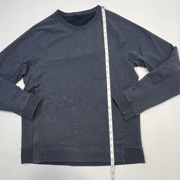 Lululemon Sweater Mens Medium Blue City Sweat Crew Pullover Hidden Zip Pocket - Picture 7 of 9